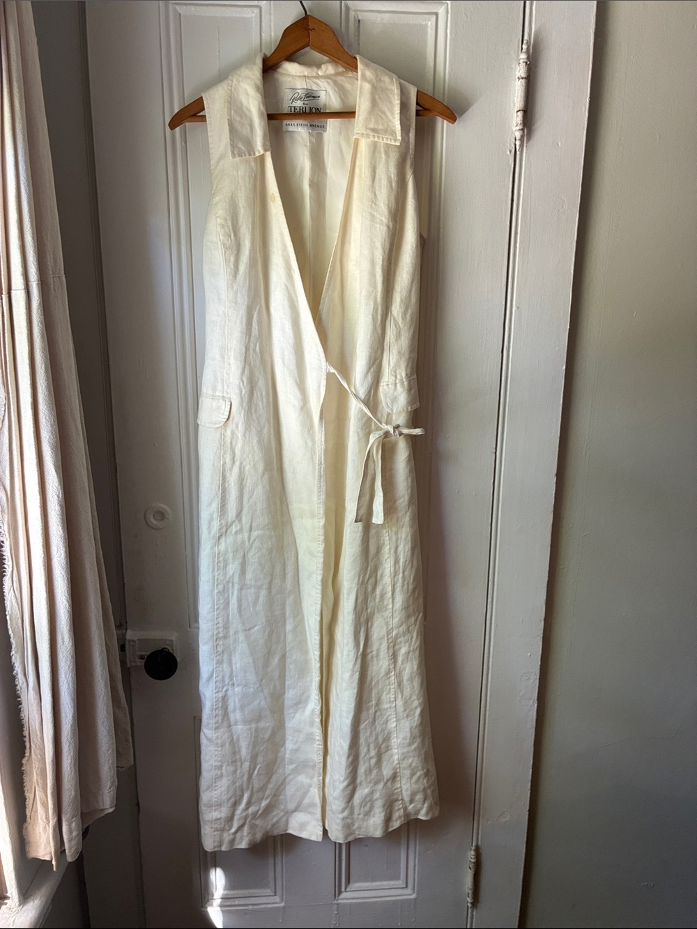 Vintage Rickie Freeman for Teri Jon Cream Sleeveless Wrap Dress with back slit